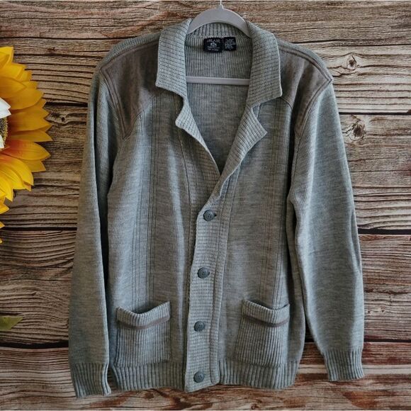 J.Blair sweater button front men's large gray Pre-owned - Picture 1 of 6